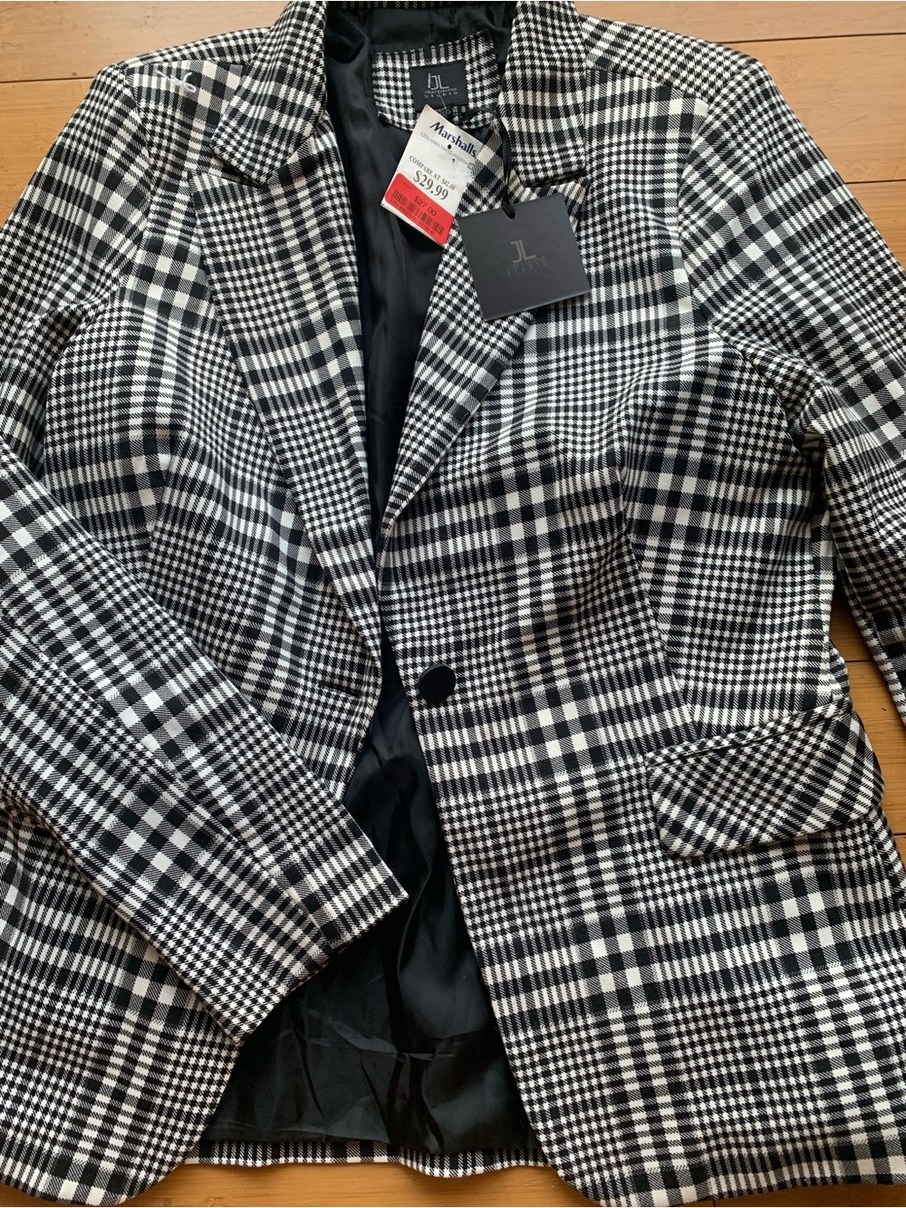 Jules & Leopold Black and White Plaid Blazer